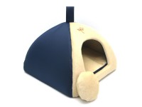 Хатка юрта для котів і собак  Хутро синій №1 39х39х31 см 