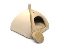 Хатка юрта для котів і собак  Хутро бежевий №1 39х39х31 см 