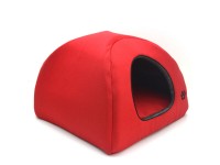 Хатка юрта для котів і собак  Loft №2 41х41х37 см червоний + сірий 