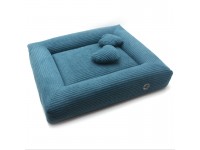 Лежак для собак та котів Геросс  прямокутний бірюзовий №1 64х74х14 см