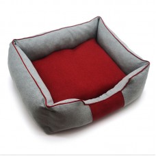 Лежак для собак та котів  Геросс прямокутний сірий+червоний 
